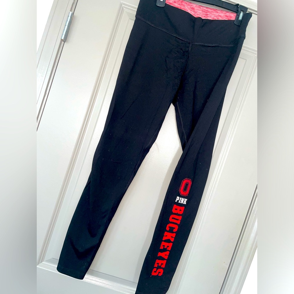 Ohio State Buckeyes reversible Victoria’s Secret Pink black leggings Size M